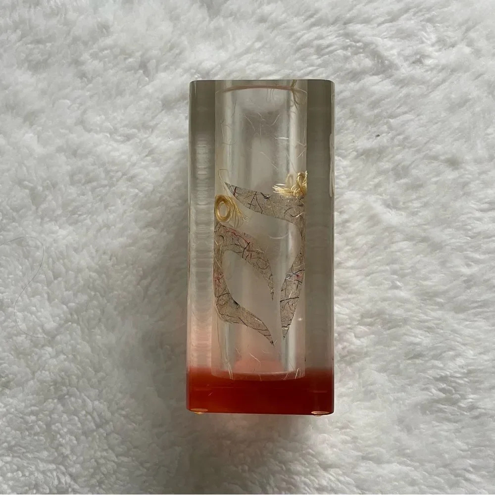 Acrylic signed ‎ square vase
